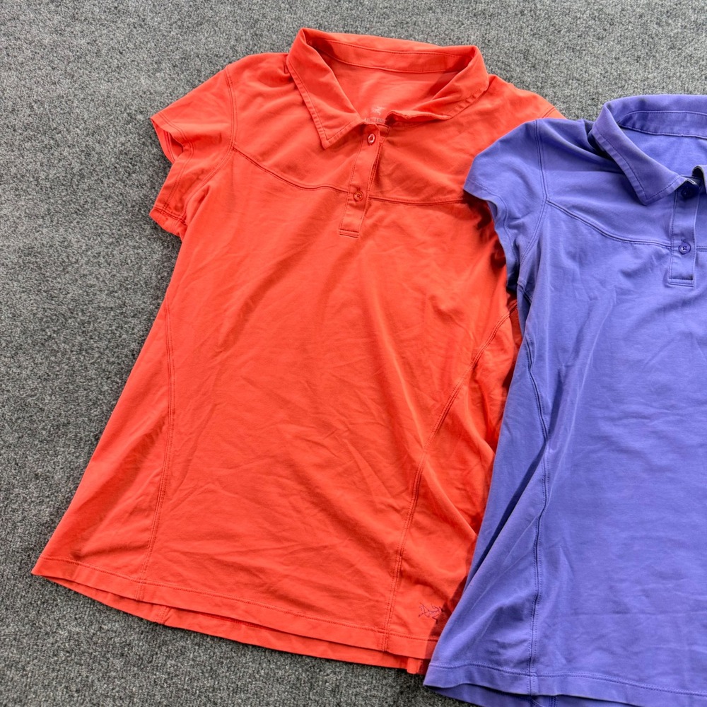 Arcteryx Polo Shirt Lot 2 Womens M/L Orange Purple Hiking Outdoor Athletic Top - Picture 3 of 14